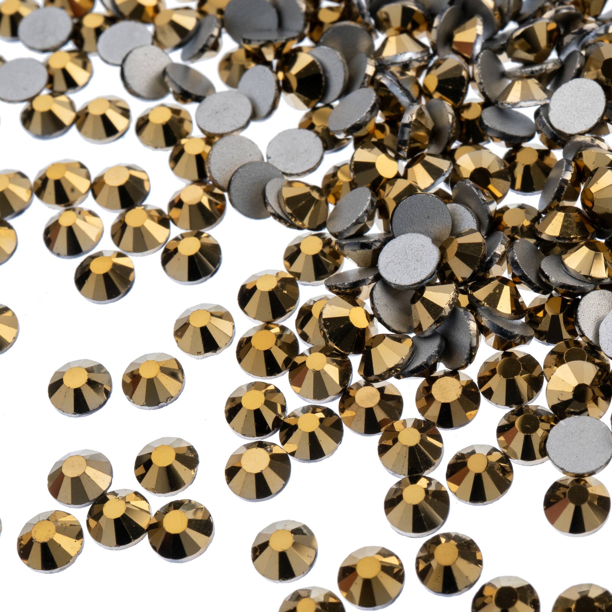John Bead Crystal Lane SS16 Metallic Glass Round Flatback Rhinestones